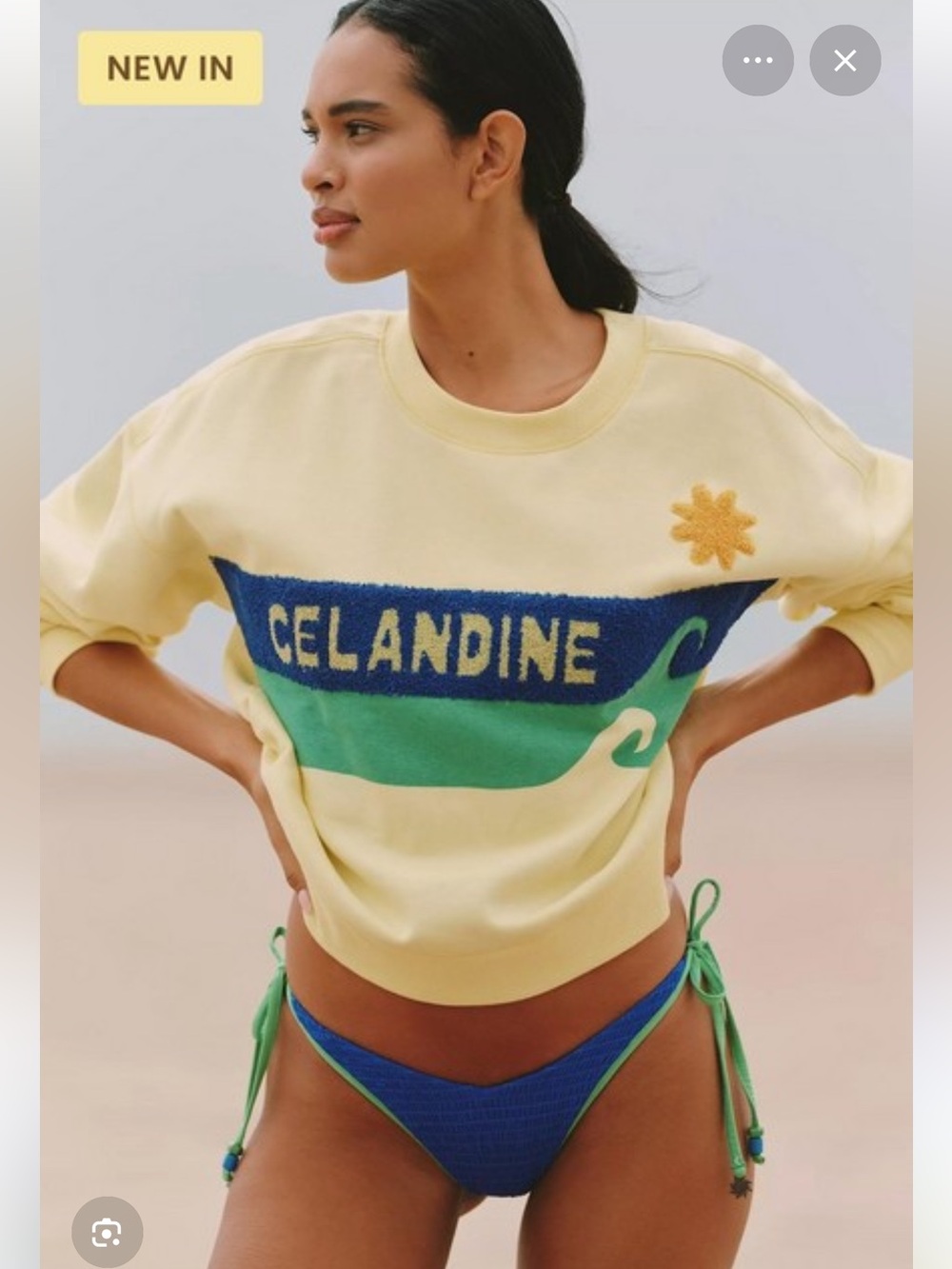 NWT ANTHROPOLOGY Celandine OVERSIZED SURF CAMP Graphic Crewneck Sweatshirt